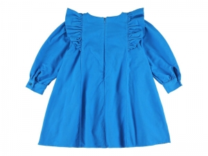 DRESS WITH RUFFLES ON CHEST TURQUOISE