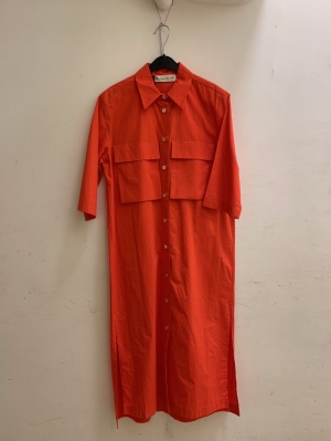 SHIRT DRESS IN POPELINE COTTON RED