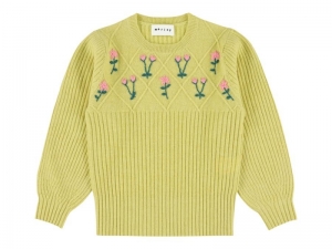 EMBROIDERED CARDIGAN STRAW YELLOW