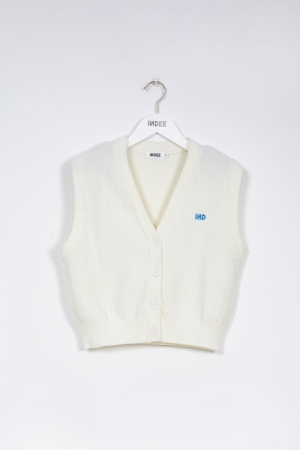FITTED VN SLEEVLES CARDIGAN OFF WHITE