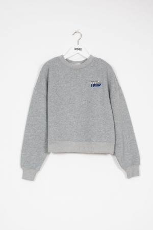 BASIC SWEATER W EMBROIDED LOGO GREY