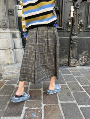 SKIRT PANTS IN TWISTED CHECK GREEN